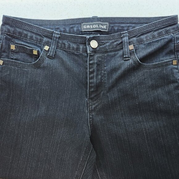 Black Denim Jeans with Square Decor & Embroidered Pockets - Picture 7 of 10
